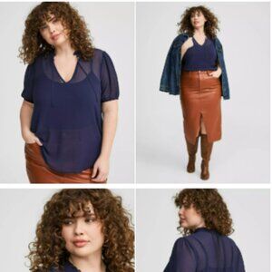 NWT Torrid Chiffon Puff Short Sleeve Blouse